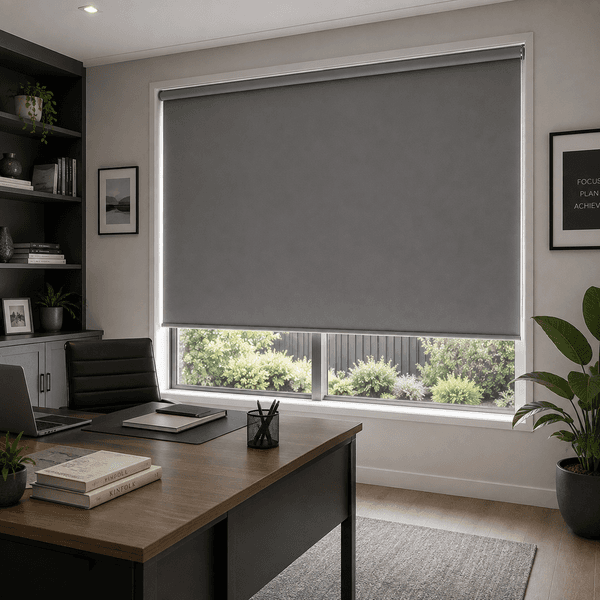 Blockout roller blinds fitted to a contemporary window